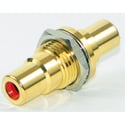 Photo of Switchcraft BPJJ02AUX RCA Rear Mount Female Feedthru Jack - Gold / Red