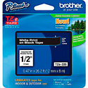 Photo of Brother TZE335 Standard Adhesive Laminated Tape 0.47in x 26.2 ft (12mm x 8m) White on Black