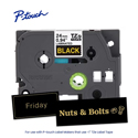 Photo of Brother TZe354G - Gold Print on Black Laminated Label Tape for P-Touch Printers - 0.94 Inch x 26.2 Foot - 6 Pack
