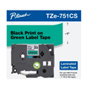 Photo of Brother TZe-751CS 0.94 in x 26.2 Foot Black Ink on Green Label for P-Touch Label Maker
