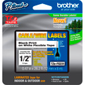 Brother TZeFX231 0.47in x 26.2 ft (12mm x 8m) Black on White Flexible ID