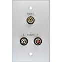 My Custom Shop BRP-1125/CA Boardroom Series 1-Gang Clear Anodized Wall Plate w/ 3 RCA Female Barrel Connectors