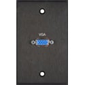 Photo of My Custom Shop Boardroom Series 1-Gang Black Anodized Wall Plate-1 High Density 15-Pin VGA Barrel Connector