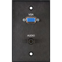 My Custom Shop BRP-1154-FT/BA Boardroom Series 1-Gang Black Anodized Wall Plate w/ VGA-F Feedthru & 3.5mm TRS