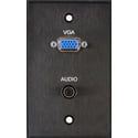 My Custom Shop Boardroom Series 1-Gang Black Anodized Wall Plate w/ VGA-F Feedthru & 3.5mm TRS