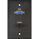 Photo of My Custom Shop BRP-1154-FT/BA Boardroom Series 1-Gang Black Anodized Wall Plate w/ VGA-F Feedthru & 3.5mm TRS