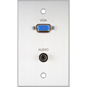 Photo of My Custom Shop BRP-1154-FT/CA Boardroom Series 1-Gang Clear Anodized Wall Plate w/ VGA-F Feedthru & 3.5mm TRS