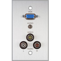 Photo of My Custom Shop BRP-1181/CA Boardroom Series 1-Gang Clear Anodized Wall Plate w/ VGA-F/ 3 RCA/ solder 3.5mm TRS