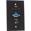 Photo of My Custom Shop BRP-1213/BA Boardroom Series 1-Gang Black Anodized Wall Plate w/ HDMI/ VGA & Mini