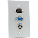 My Custom Shop Boardroom Series 1-Gang Clear Anodized Wall Plate w/ HDMI VGA & Mini