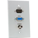 My Custom Shop BRP-1213/CA Boardroom Series 1-Gang Clear Anodized Wall Plate w/ HDMI VGA & Mini