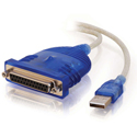 C2G 16899 USB to DB25 Parallel Printer Adapter Cable - Blue - 6-Foot