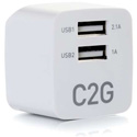 C2G 22322 2-Port USB A Wall Charger - AC to Dual USB-A Adapter - 5V/2.1A