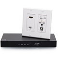 C2G HDMI HDBaseT and USB-C/3.5mm and USB-B to USB over Cat Extender Wall Plate - Transmitter to Box Receiver - 4K 60Hz