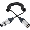 Sescom CC-201 Mic Cable 3-Pin XLR Male to 3-Pin XLR Female Premium Quality Retractile - 1-5 Foot Coiled