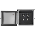 Photo of Custom 8 x 8 x 6 Enclosure with 7in x 7in Panel - OpticalCON DUO/ST Fiber Connectors - Black Anodized Panel