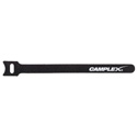 Camplex Hook and Loop Cable Wrap 12mm x 180mm Black with White Logo - 10 Pack