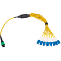 Camplex MTP16 Elite APC Male to 16 LC UPC Duplex Yellow Single Mode Fiber Breakout Cable - 18 Inch