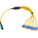 Photo of Camplex MTP16 Elite APC Male to 16 ST UPC Yellow Single Mode Fiber Breakout Cable - 18 Inch