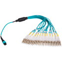 Photo of Camplex CMX-MTP24MMLC MTP24 Elite PC Male to 24 LC PC Duplex OM3 Aqua Multimode Fiber Breakout Cable- 3 Foot