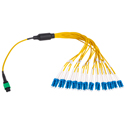 Camplex MTP24 Elite APC Male to 24 LC UPC Duplex Yellow Single Mode Fiber Breakout Cable - 18-Inch