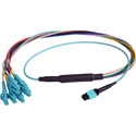 Camplex CMX-MTPMMLC-003 MTP Elite PC Male to 12 LC PC Duplex External OM3 AQUA Multimode Fiber Breakout Cable-3 Foot