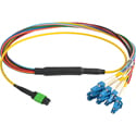Camplex MTP Elite APC Male to 12 LC UPC External Yellow Single Mode Fiber Breakout Cable-3 Foot
