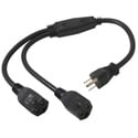 Photo of 18in 16 AWG 1-to-2 Power Cord Splitter (1 NEMA 5-15P to 2 NEMA 5-15R)