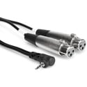 Right Angle Stereo 3.5mm to Two XLR Female Y- Cable- 5ft