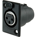Photo of Switchcraft D3FBXAU 3-Pin Female XLR Panel/Chassis Mount Connector - Black/Gold