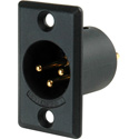 Photo of Switchcraft D3MBAU 3-Pin Male XLR Panel/Chassis Mount Connector - Black/Gold