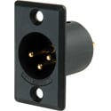 Switchcraft D3MBAU 3-Pin Male XLR Panel/Chassis Mount Connector - Black/Gold