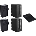 Dracast DRBK2NPFBADP 2x NP-F 6600mAh Batteries with Chargers and Vmount to NPF Converter Kit