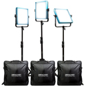 Dracast Pro Series DRLK3X1000DQ LED1000 Daylight LED 3 Light Kit with Gold Mount Battery Plates and Light Stands