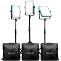 Photo of Dracast Pro Series DRLK3X1000DQ LED1000 Daylight LED 3 Light Kit with Gold Mount Battery Plates and Light Stands