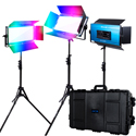 Dracast DRX31000RGB X Series LED1000 RGB and Bi-Color LED - 3 Light Kit with Injection Molded Travel Case