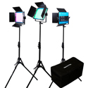 Dracast DRX3500RGBS RGB and Bi-Color LED Panel 3-Light KIT with Nylon Padded Travel Case