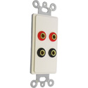 Photo of Connectronics DVC-402 White Decora Wall Plate Insert with 4 Gold Banana Jacks