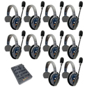 Photo of Eartec ETP10S UltraLITE PRO16 Long Range Dual Ch. Full-Duplex Wireless Intercom with 10 Single-Ear Headsets - 2.4 GHz
