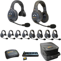 Eartec EVADE EVX1055-CM Full Duplex Dual Channel Wireless Intercom System w/ 5 Single 5 Dual-Ear Headsets