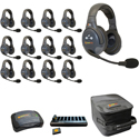 Eartec EVADE EVX13D-CM Full Duplex Dual Channel Light Industrial Wireless Intercom System w/ 13 Dual-Ear Headsets