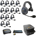 Eartec EVADE EVX14S-CM Full Duplex Dual Channel Light Industrial Wireless Intercom System w/ 14 Single-Ear Headsets
