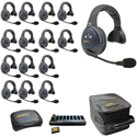 Eartec EVADE EVX15S-CM Full Duplex Dual Channel Light Industrial Wireless Intercom System w/ 15 Single-Ear Headsets