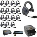 Eartec EVADE EVX16S-CM Full Duplex Dual Channel Light Industrial Wireless Intercom System w/ 16 Single-Ear Headsets
