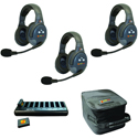 Photo of Eartec EVADE EVX3D Full Duplex Light Industrial Wireless Intercom System with 3 Dual-Ear Headsets