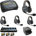 Eartec EVADE EVX4D-CM Full Duplex Dual Channel Light Industrial Wireless Intercom System w/ 4 Dual-Ear Headsets