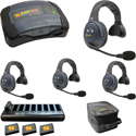 Eartec EVADE EVX4S-CM Full Duplex Dual Channel Light Industrial Wireless Intercom System with 4 Single-Ear Headsets