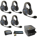Photo of Eartec EVADE EVX5D-CM Full Duplex Dual Channel Light Industrial Wireless Intercom System w/ 5 Dual-Ear Headsets