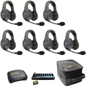 Eartec EVADE EVX7D-CM Full Duplex Dual Channel Light Industrial Wireless Intercom System w/ 7 Dual-Ear Headsets