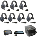 Eartec EVADE EVX7S-CM Full Duplex Dual Channel Light Industrial Wireless Intercom System w/ 7 Single-Ear Headsets
